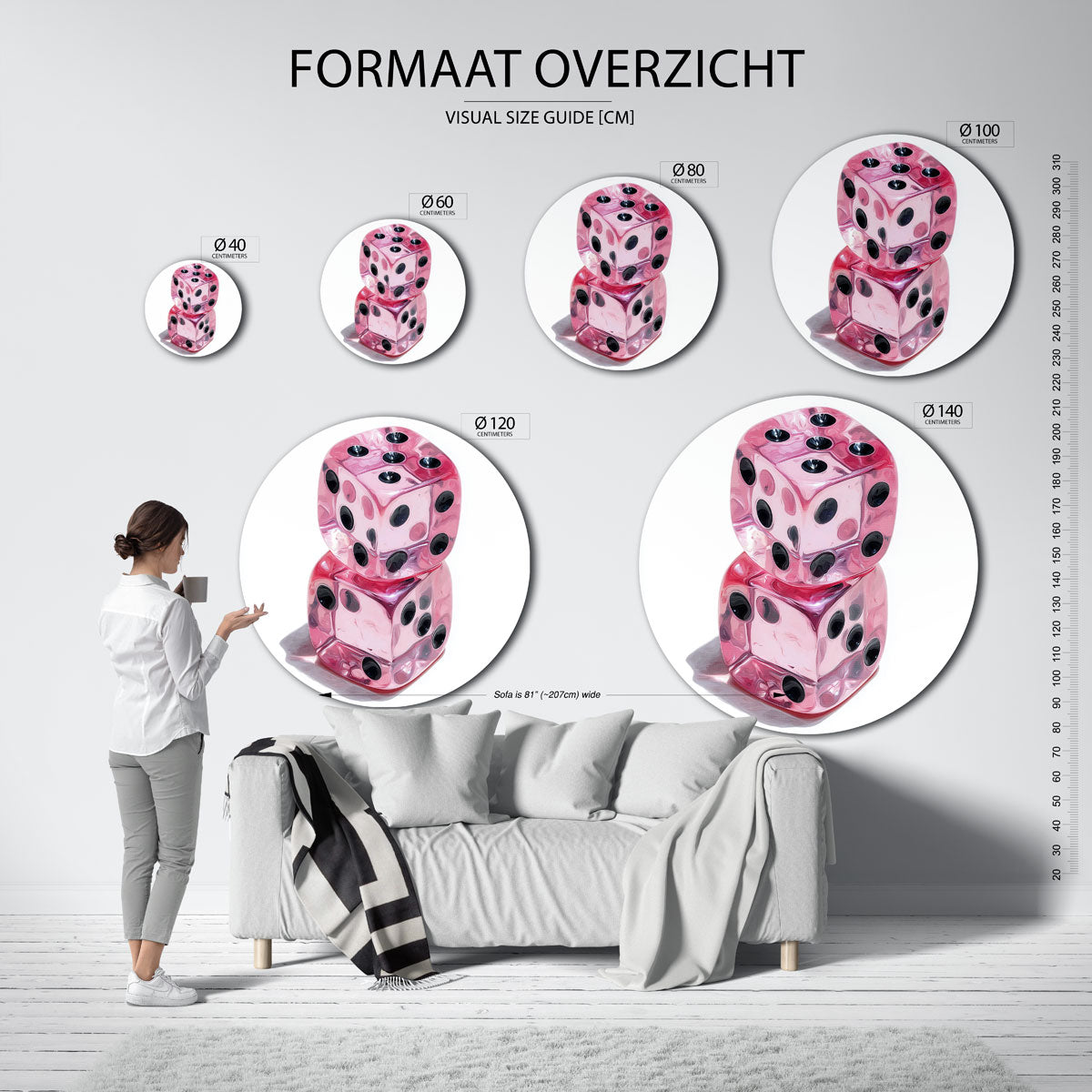 Roze dobbelstenen Muurcirkel