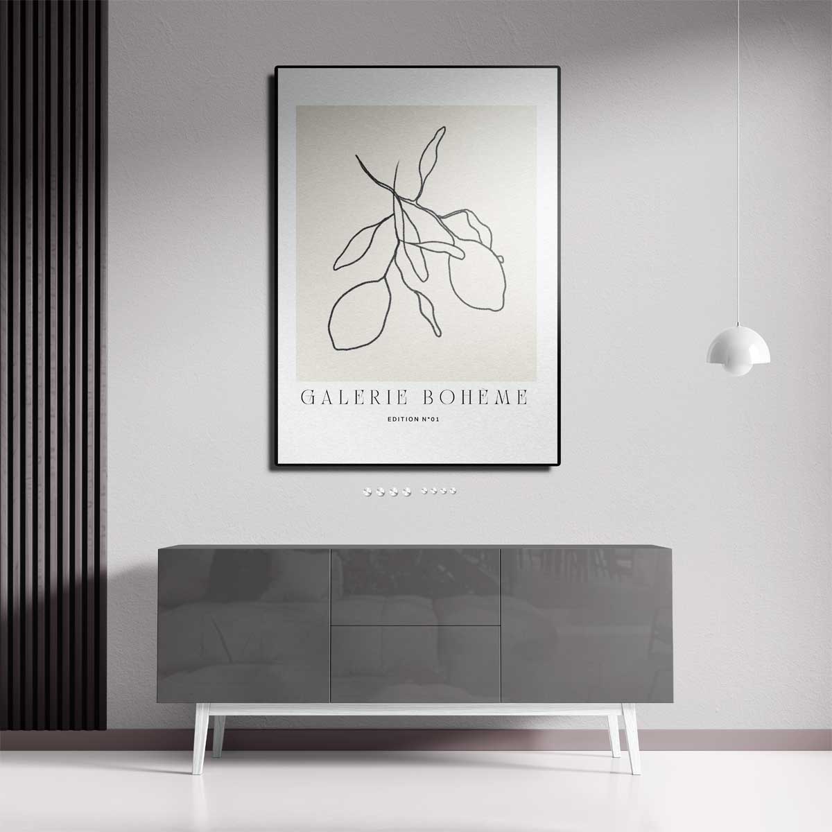 Citroen Lijntekening Kunstwerk-canvas-dibond-plexiglas-wanddecoratie-WallArtistic