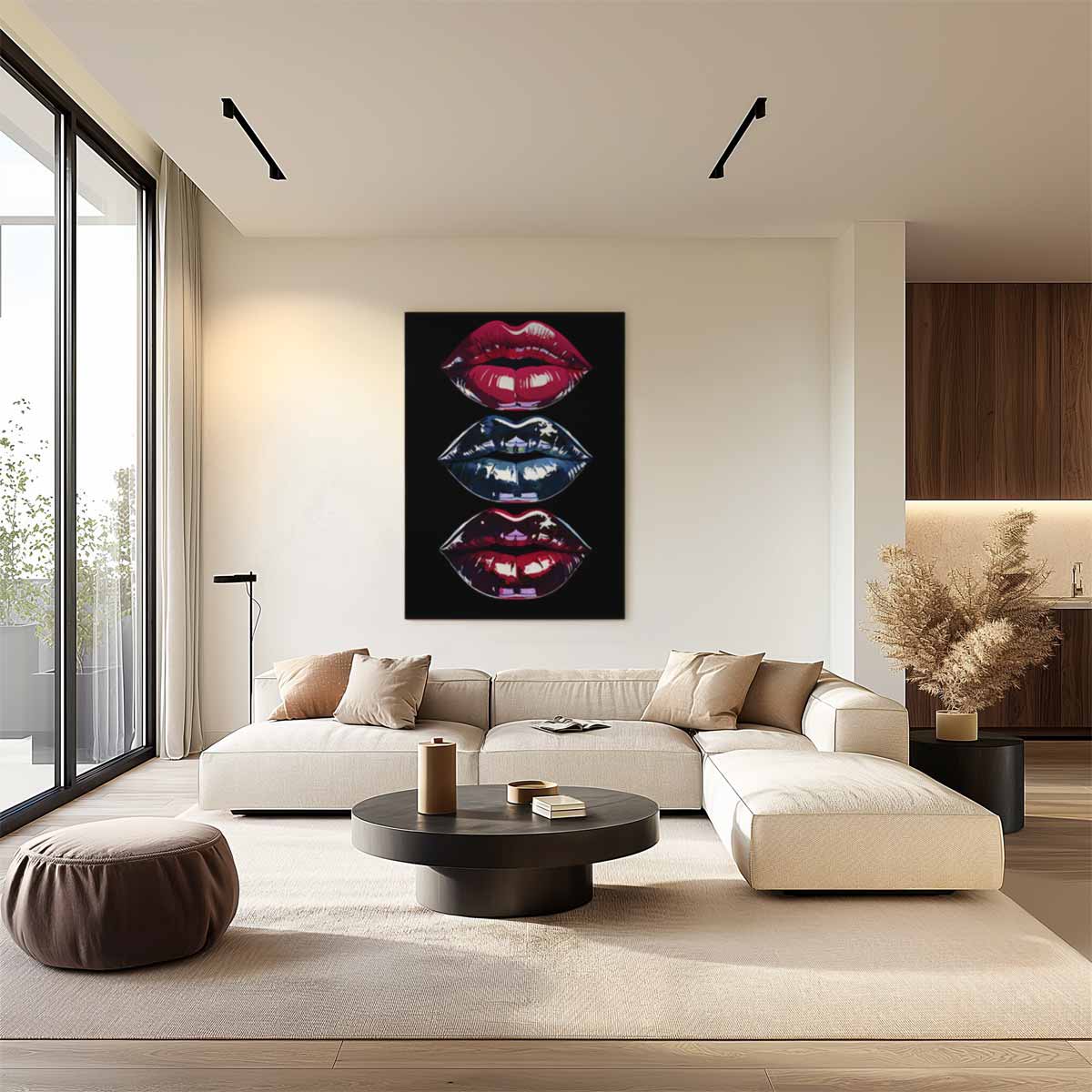 Kleurrijke Lippenkunst Kunstwerk-canvas-dibond-plexiglas-wanddecoratie-WallArtistic