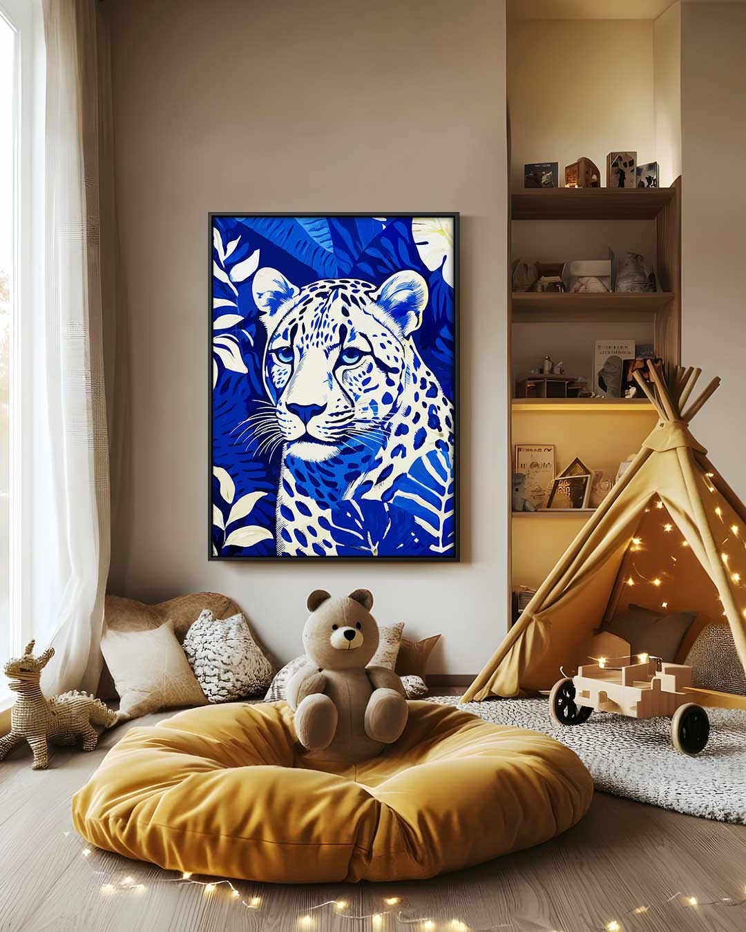 Blauwe Jungleluipaard Kunstwerk