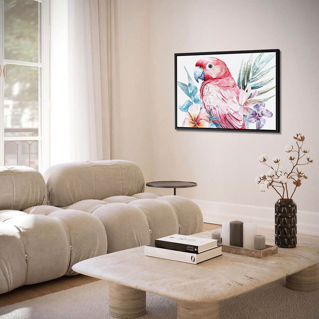 Papegaai met bloemen Kunstwerk