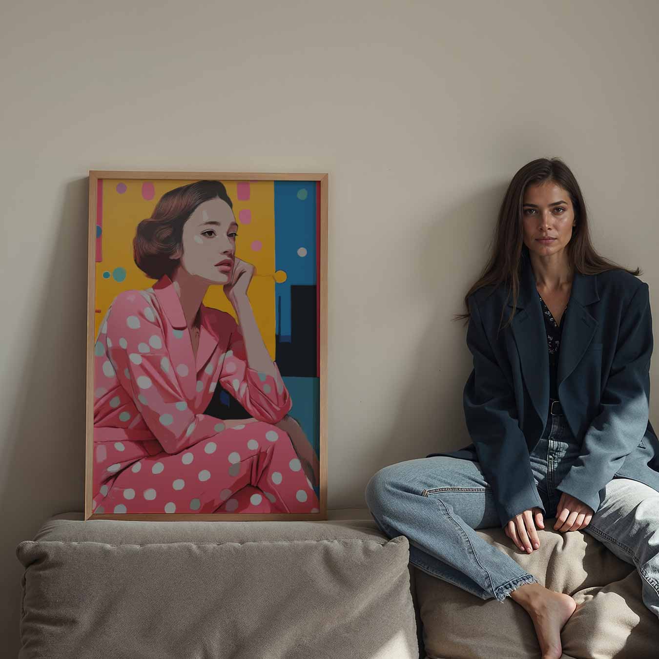 Stijlvolle Retro Vrouw Portret Poster-WallArtistic