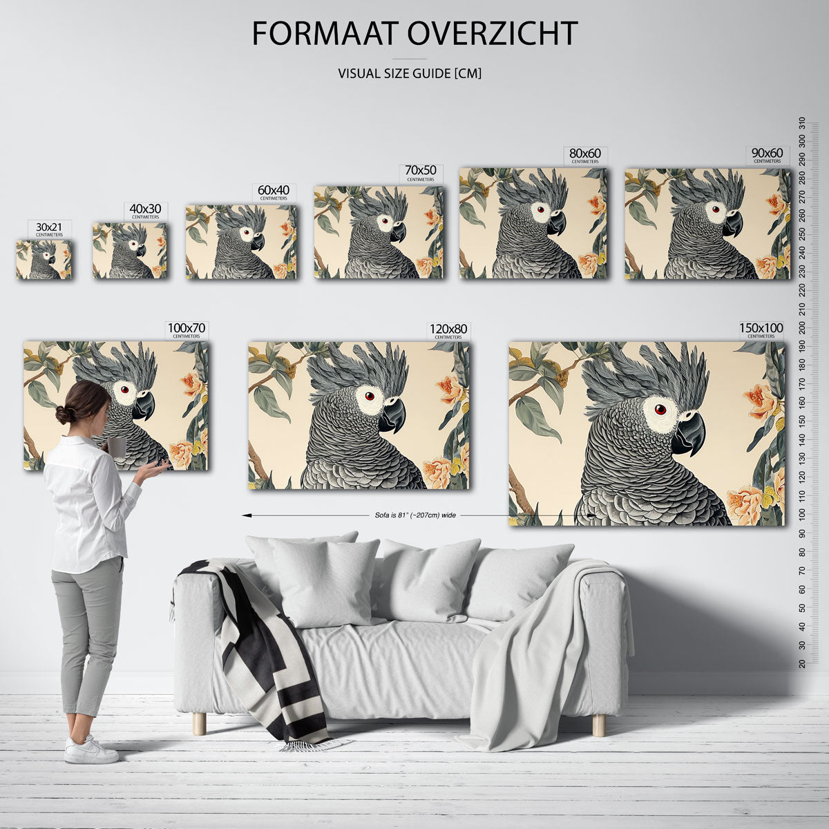 Papegaai met bloemen Poster