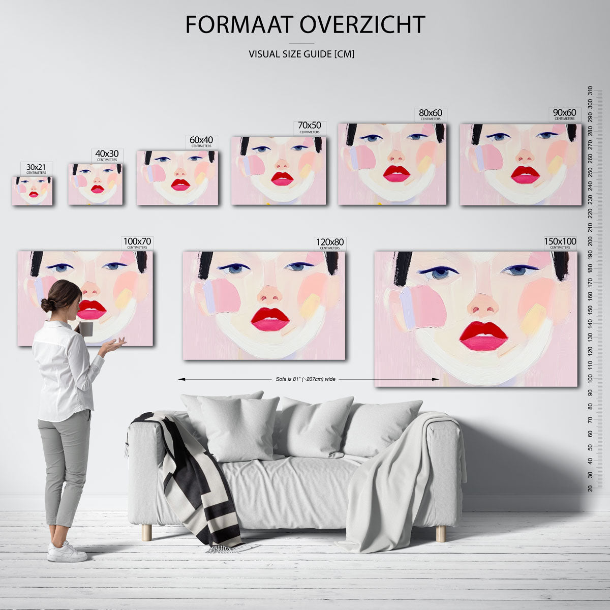 Portret met rode lippen Poster