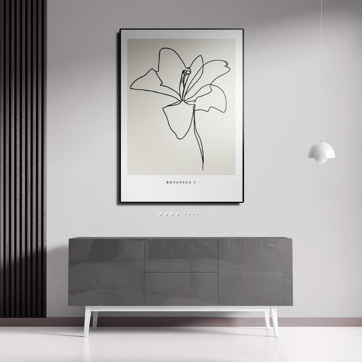 Elegante Bloemenlijntekening Kunstwerk-canvas-dibond-plexiglas-wanddecoratie-WallArtistic