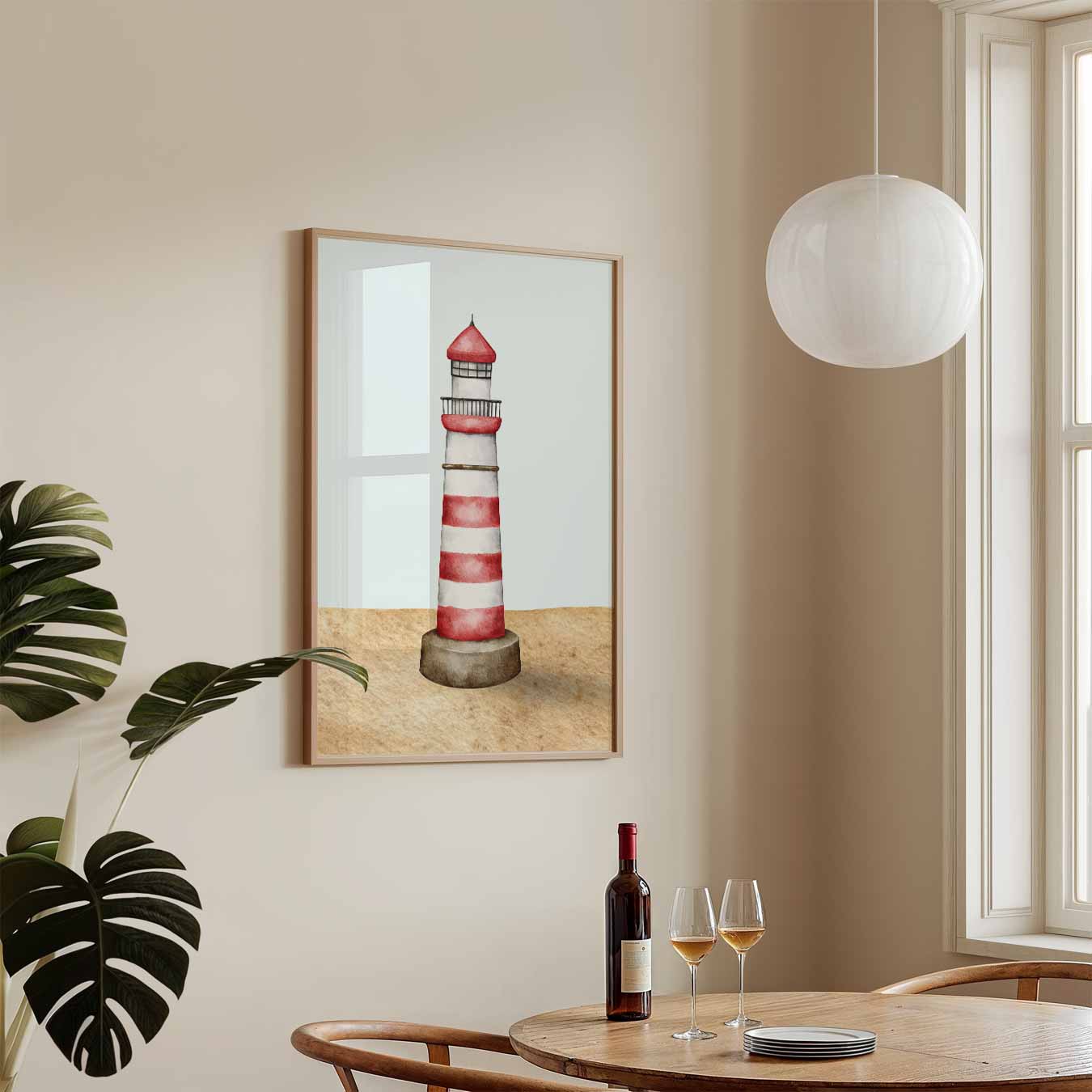 Vuurtoren Rood-Wit Poster-WallArtistic