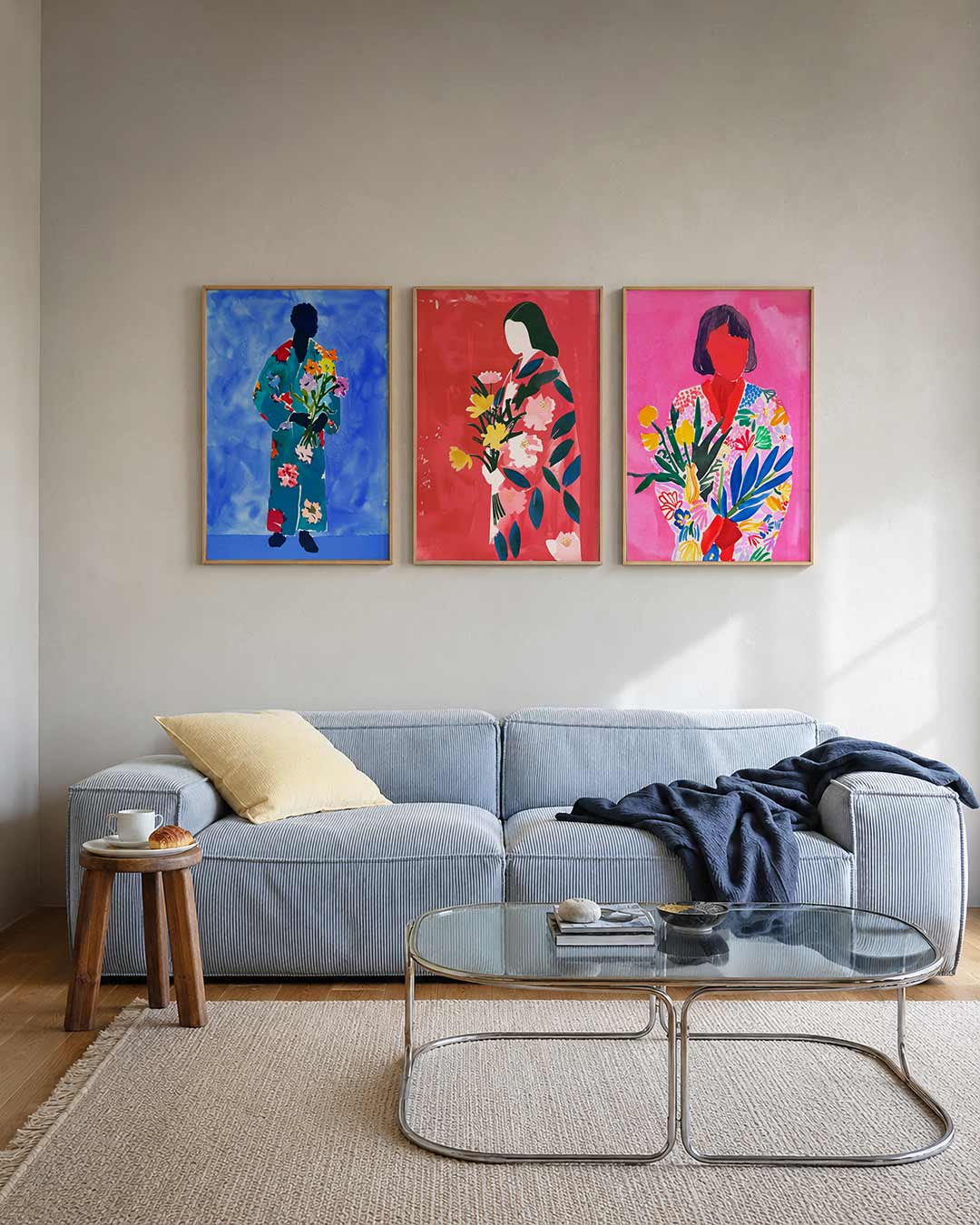 Bloemen en silhouet Posterset
