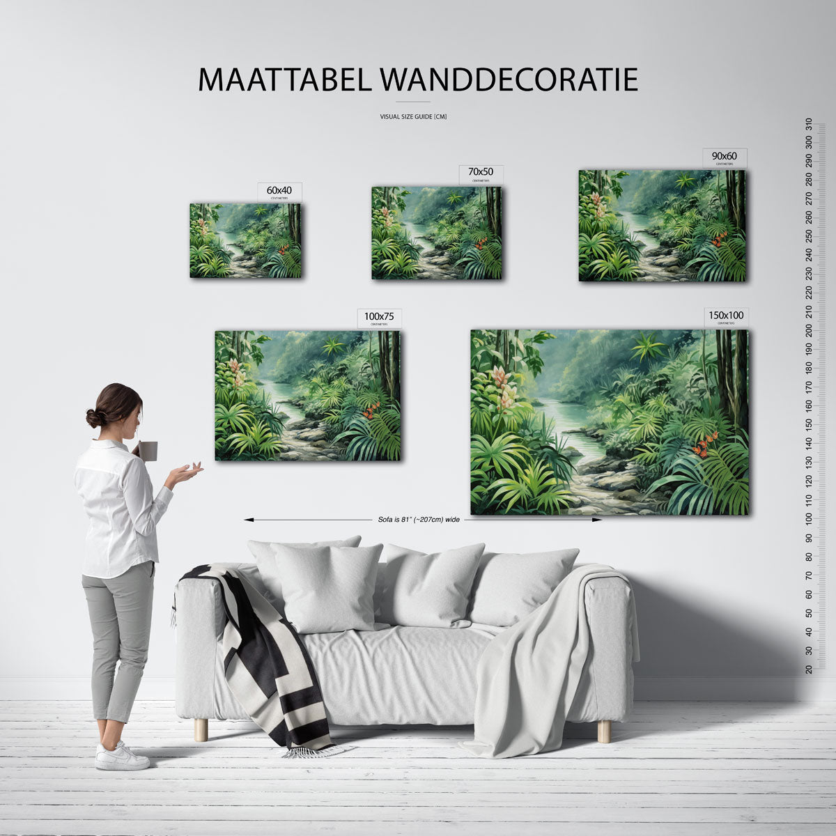 Tropisch boslandschap Kunstwerk