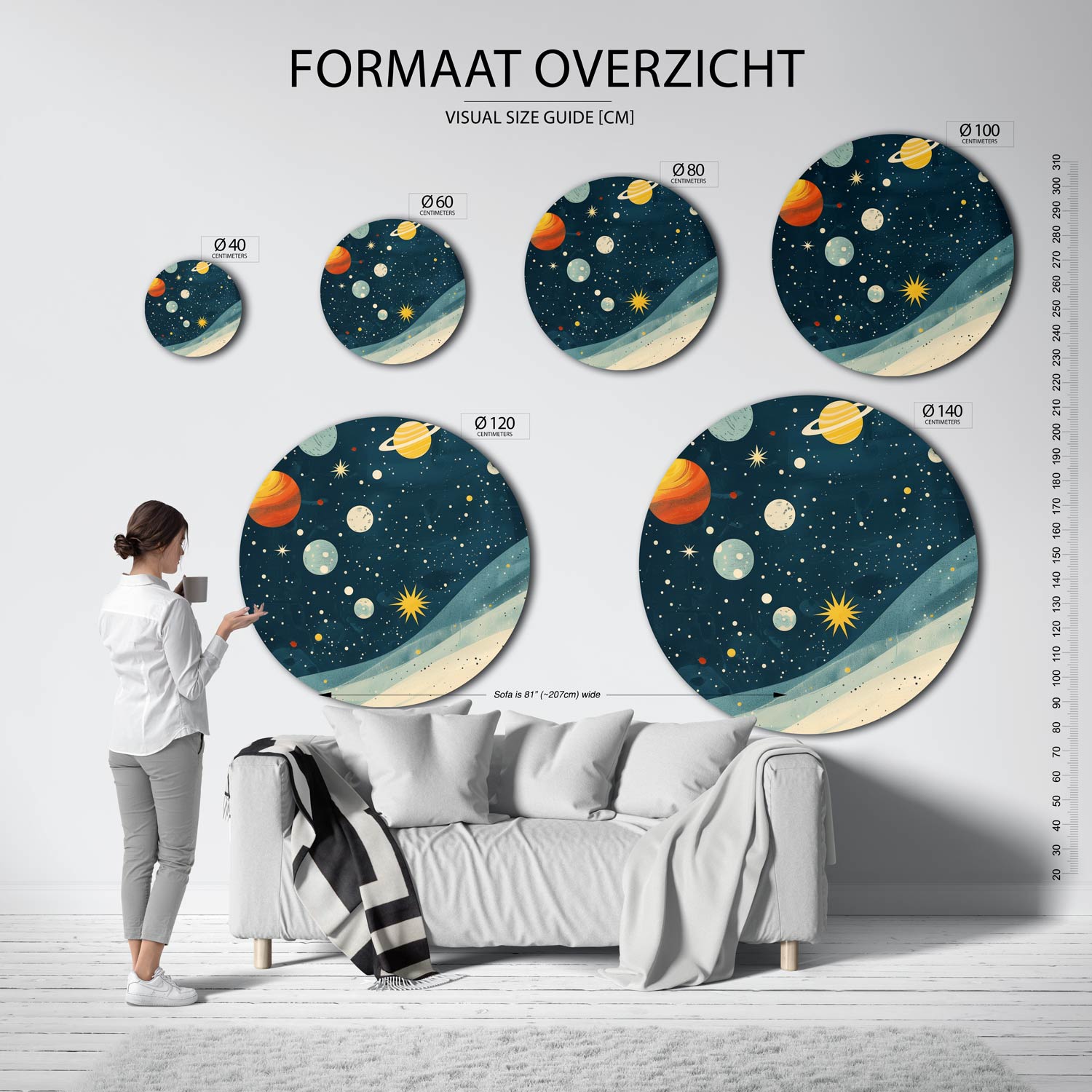 Planeten en sterren Muurcirkel