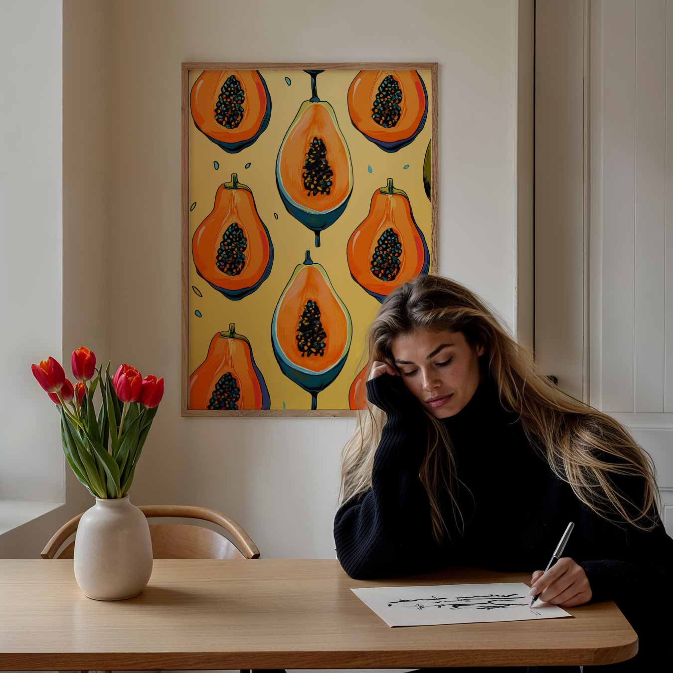 Tropische Papaya Pracht Poster-WallArtistic