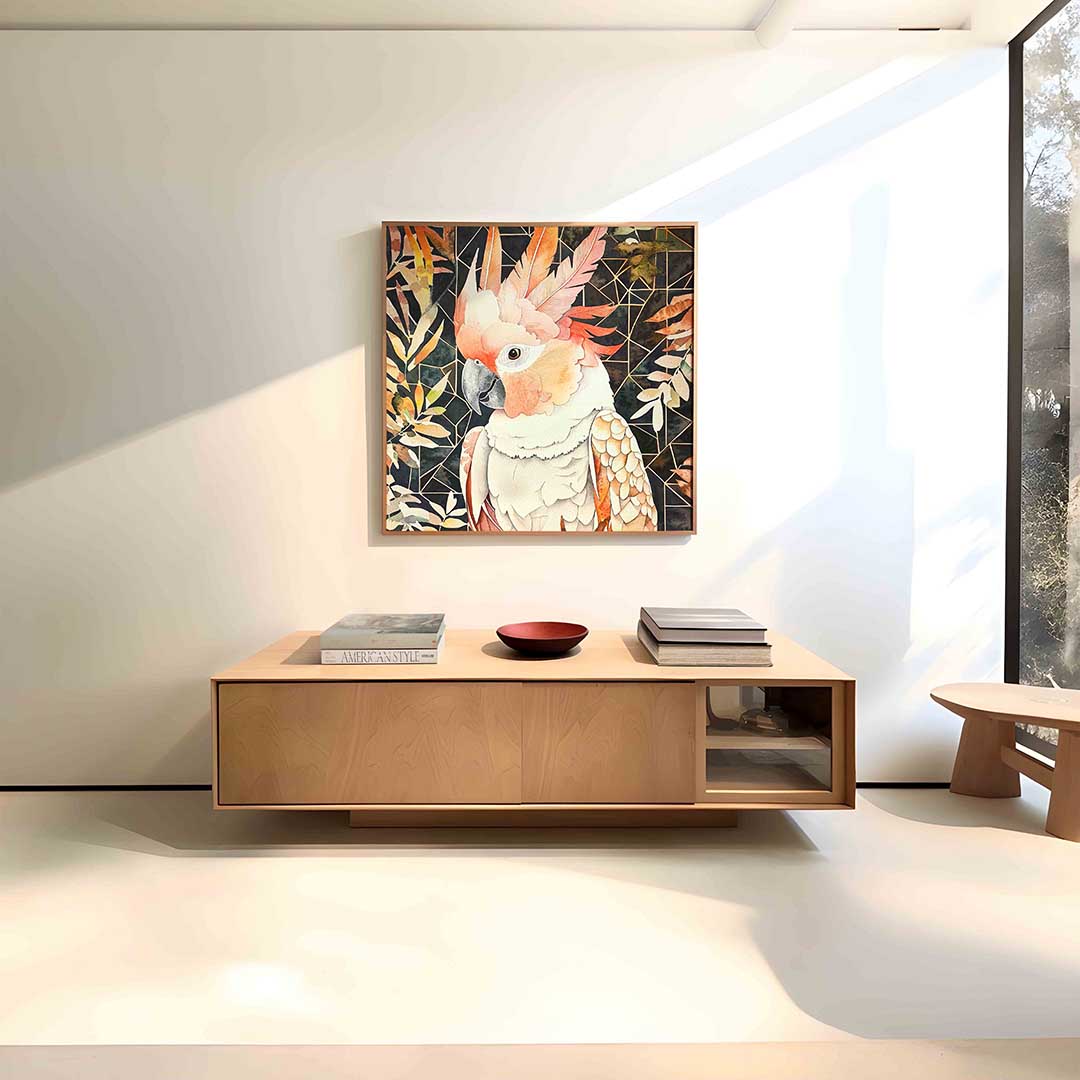 Papegaai met bladeren Poster