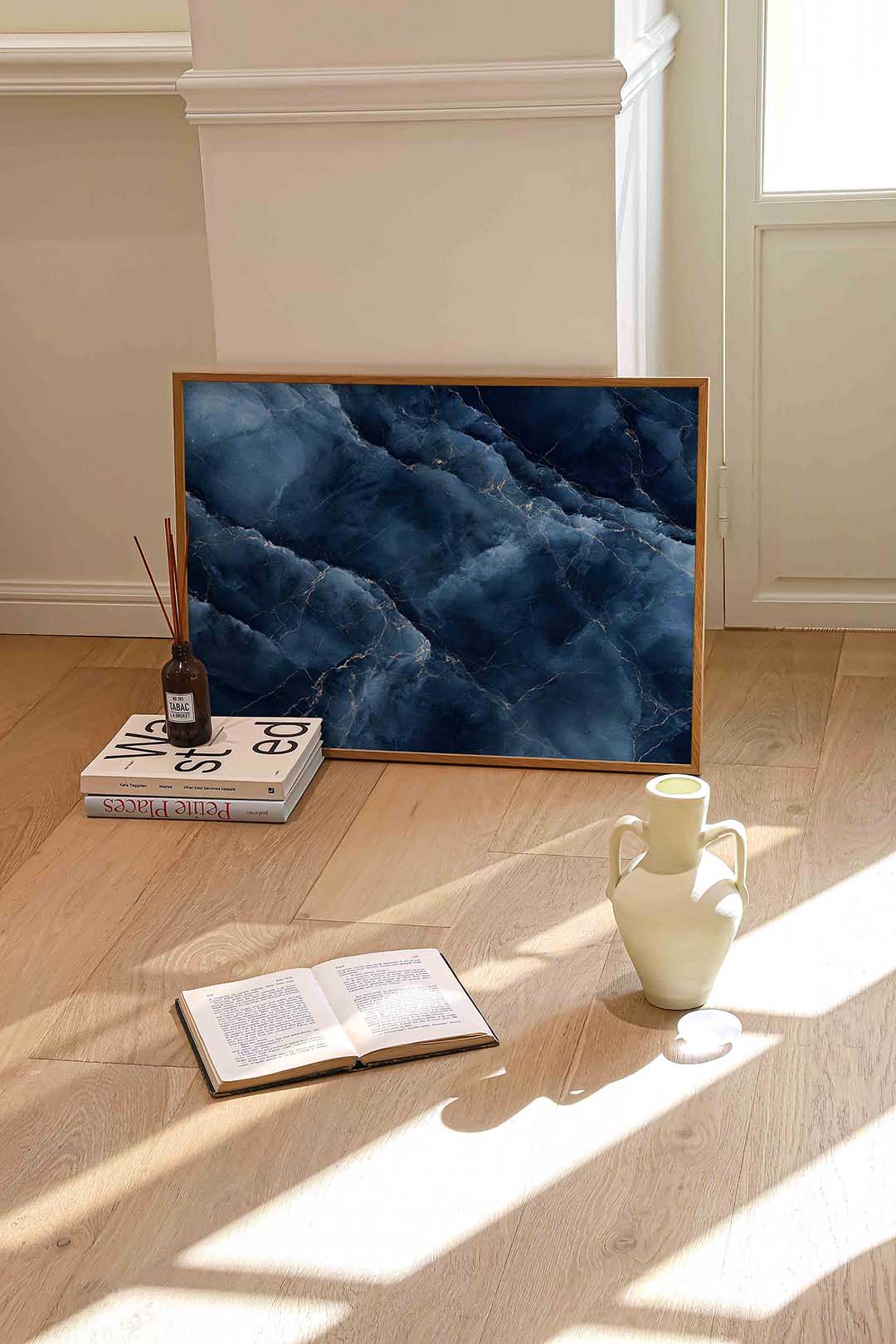 Blauw marmer patroon Poster