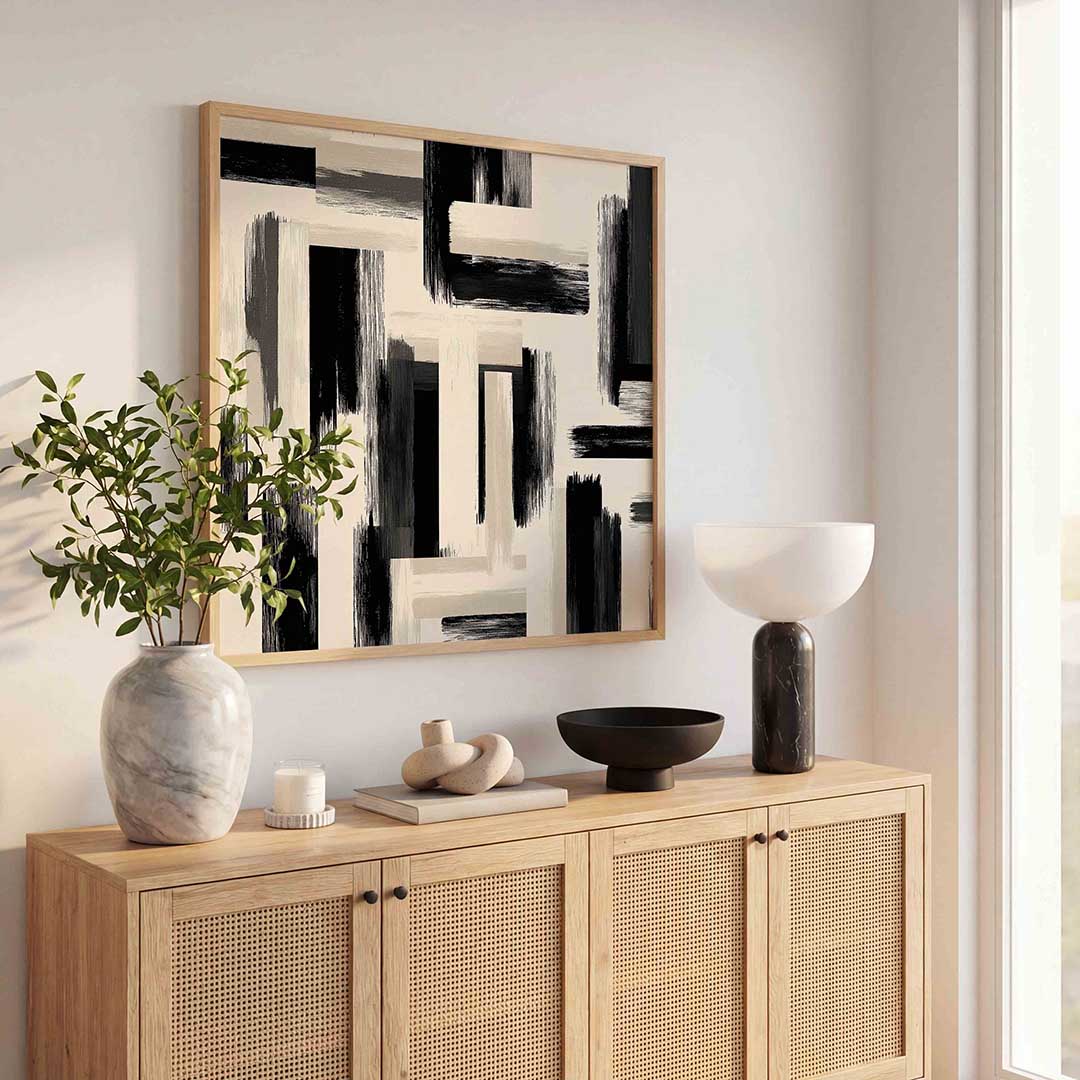 Abstracte penseelstreken Poster