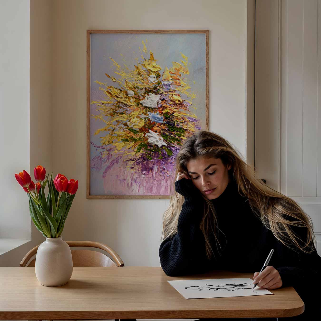 Bloemenabstract met Textuur Poster-WallArtistic