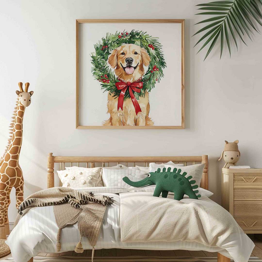 Hond met krans Poster
