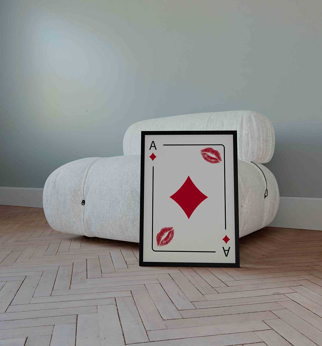 Kaart met lipafdrukken Poster
