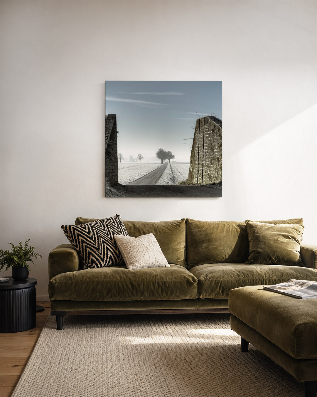 Rustige winterweg Kunstwerk