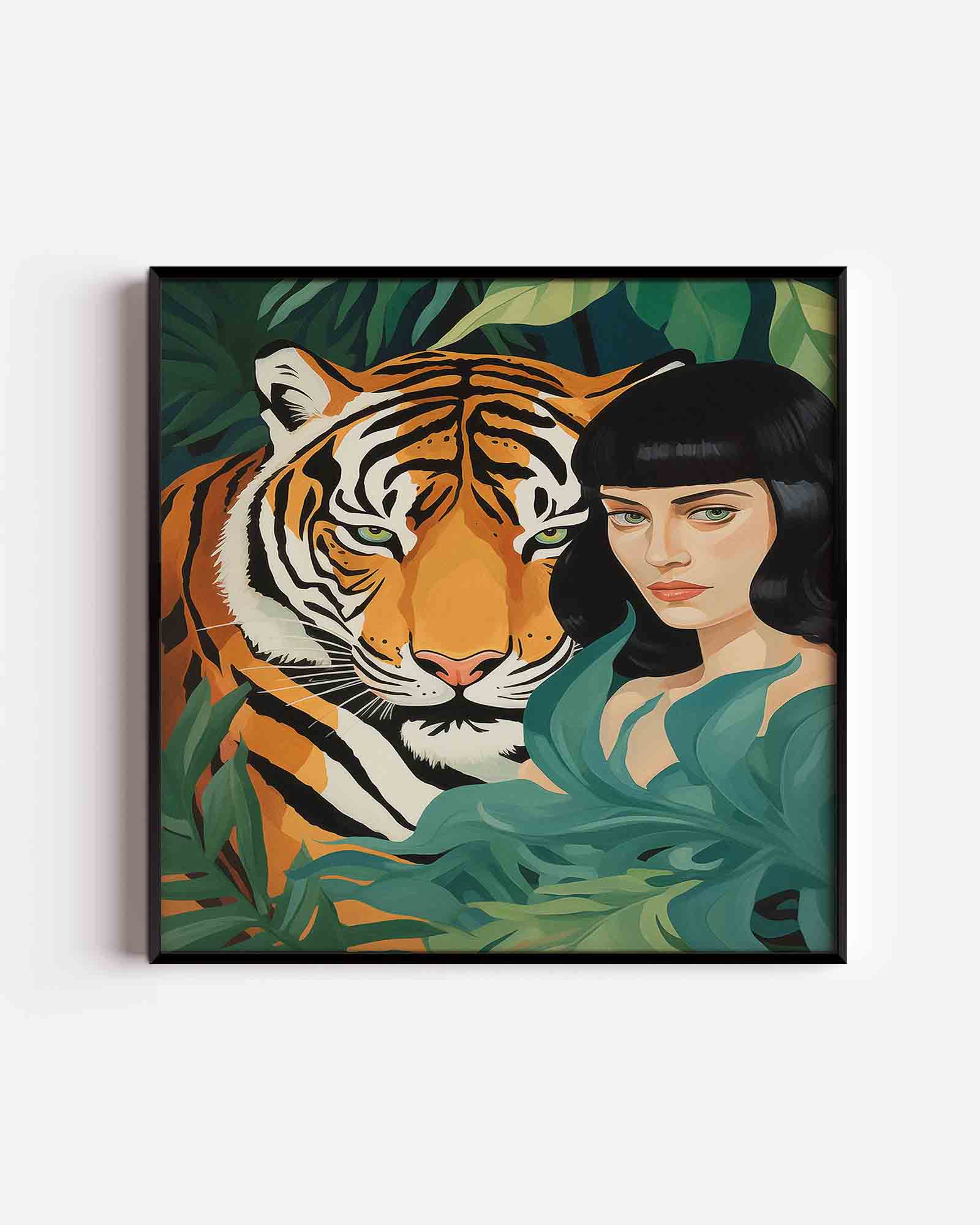 Tijger en vrouw Poster