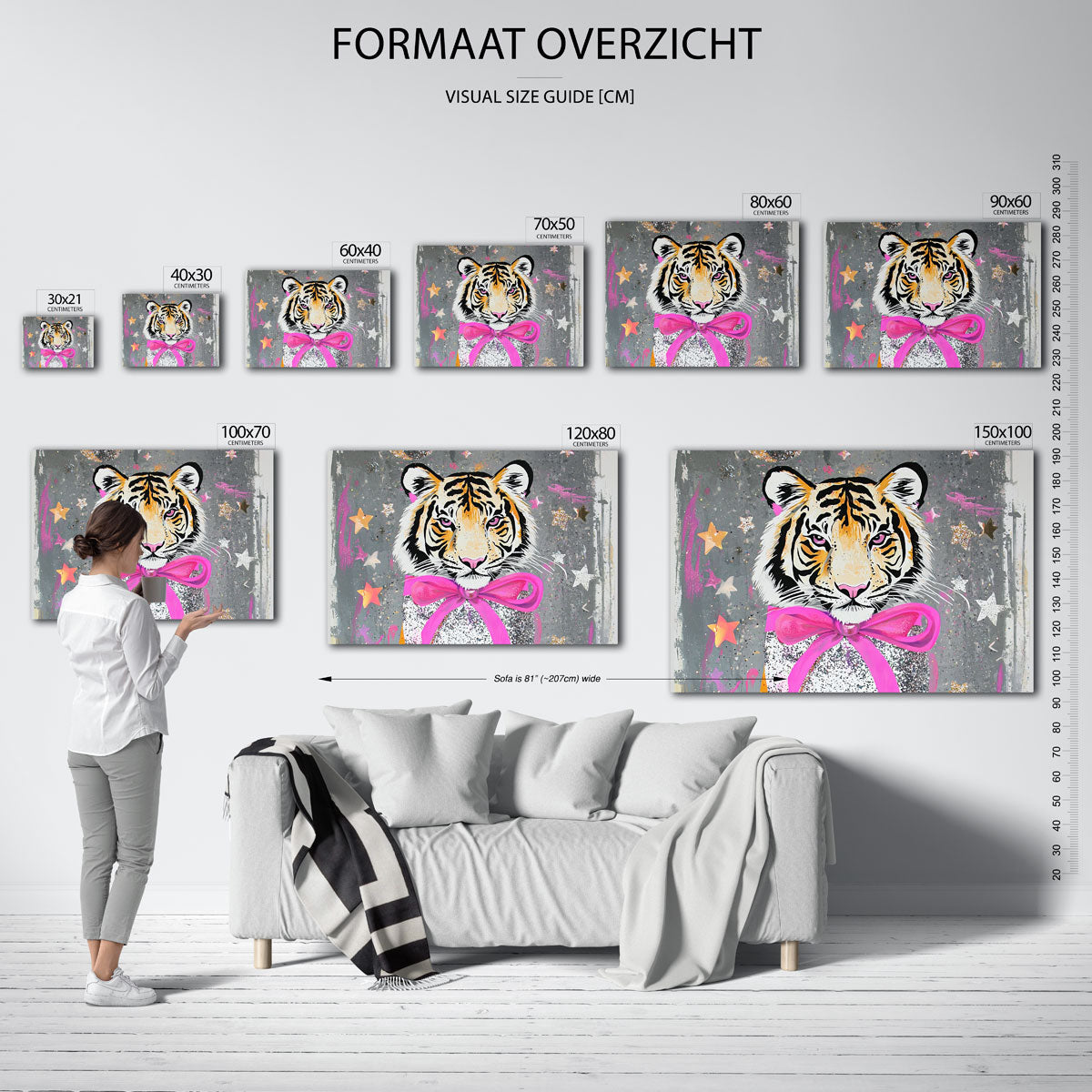 Tijger met roze strik Poster