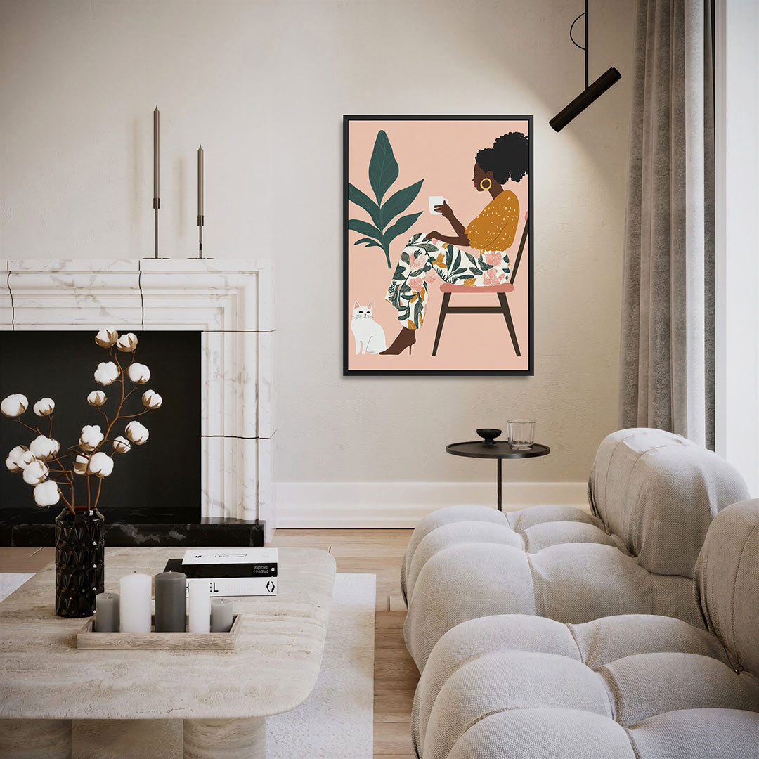 Vrouw met kat Kunstwerk