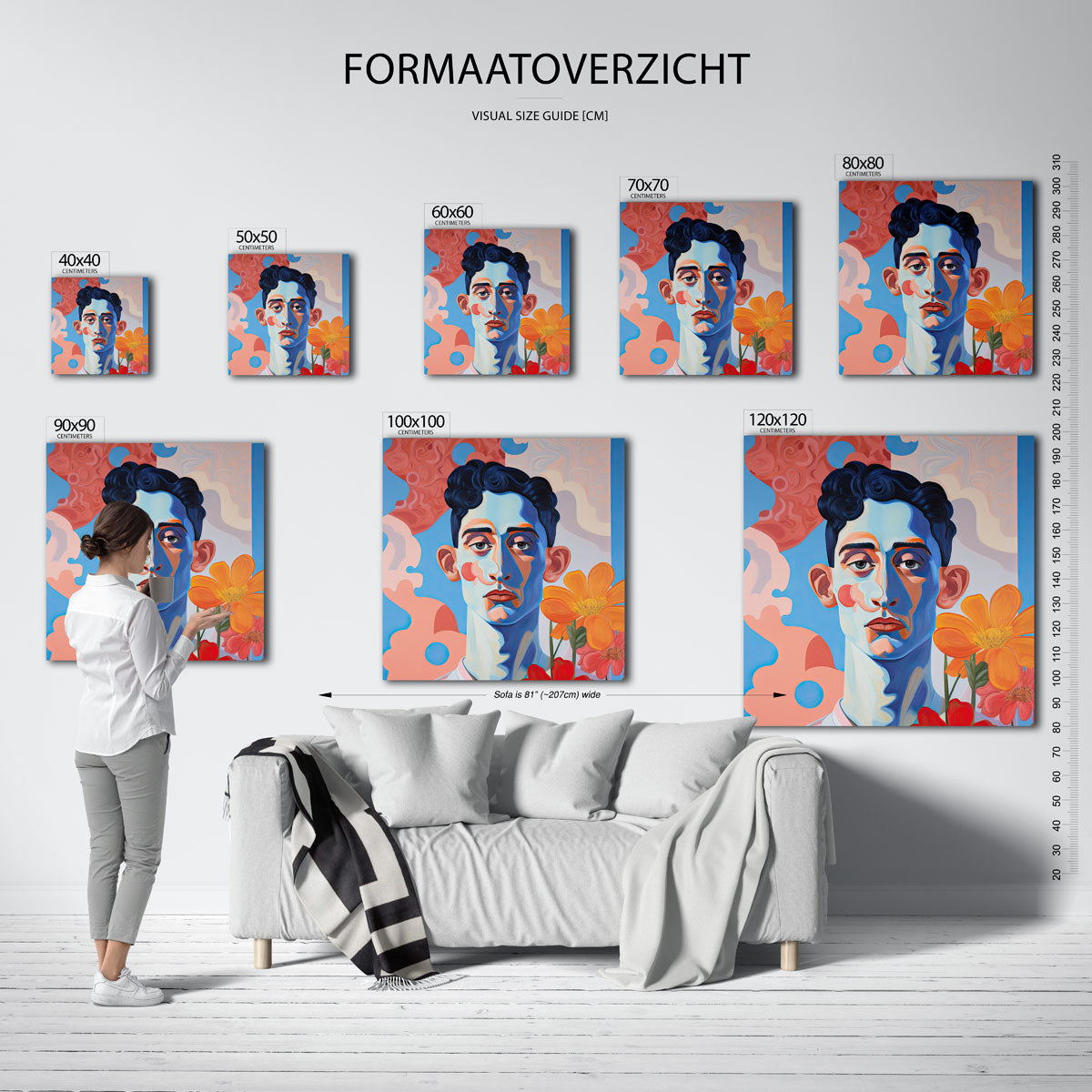 Portret met bloemen Poster