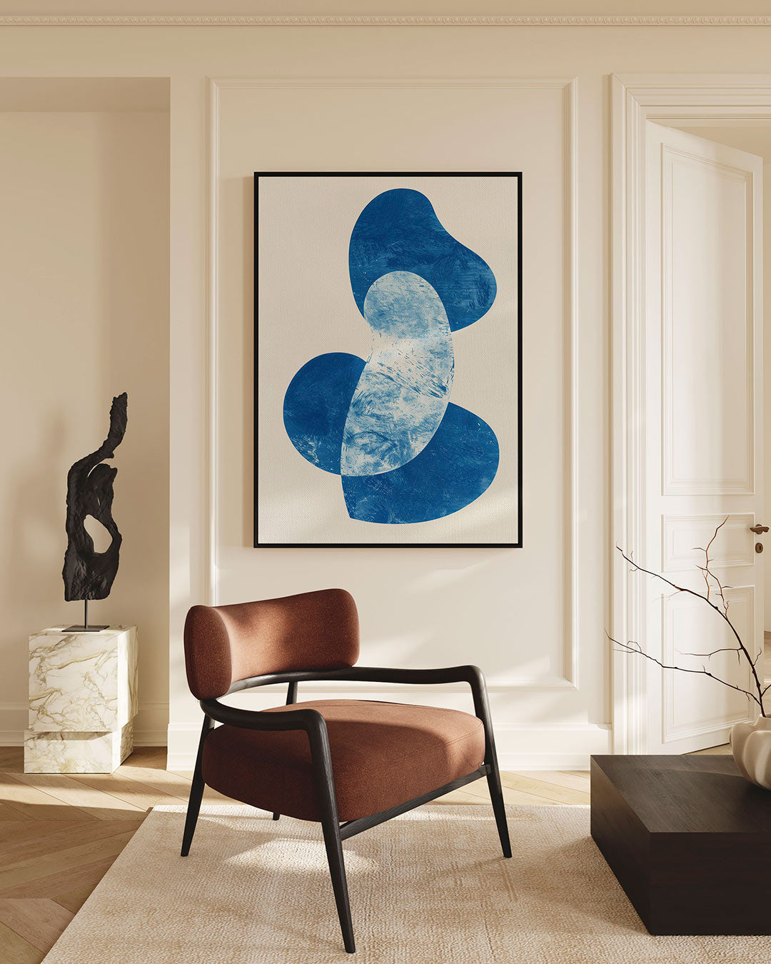 Organische blauwe vormen Kunstwerk
