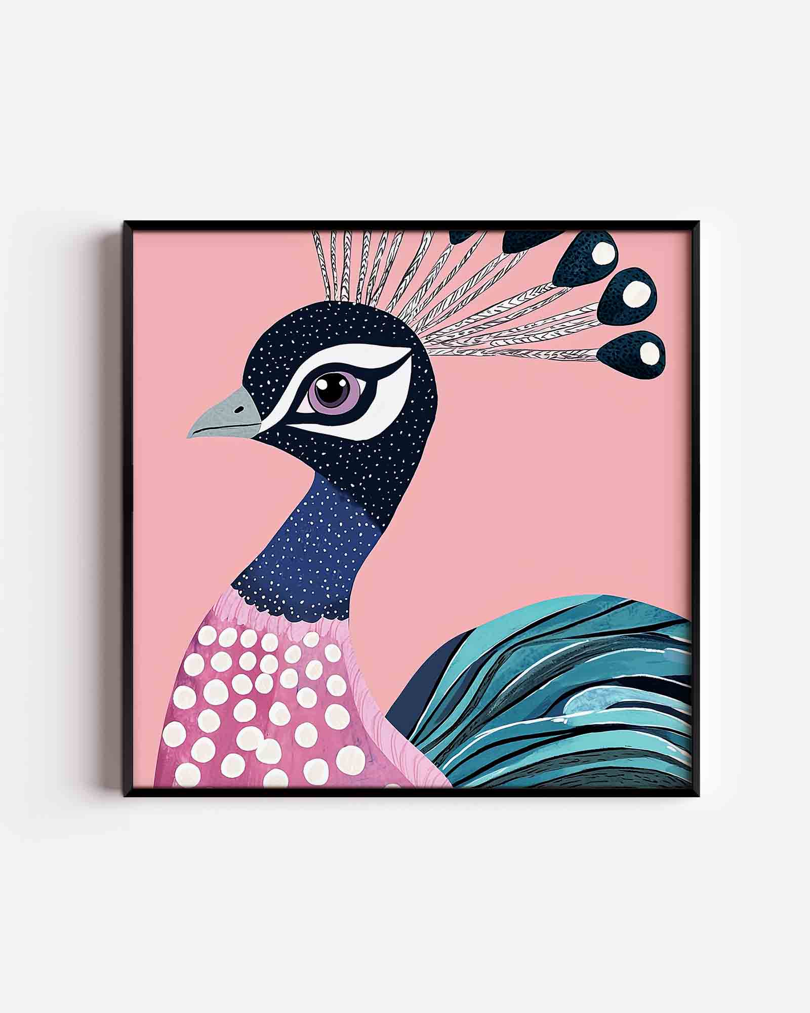 Pauw op roze Poster