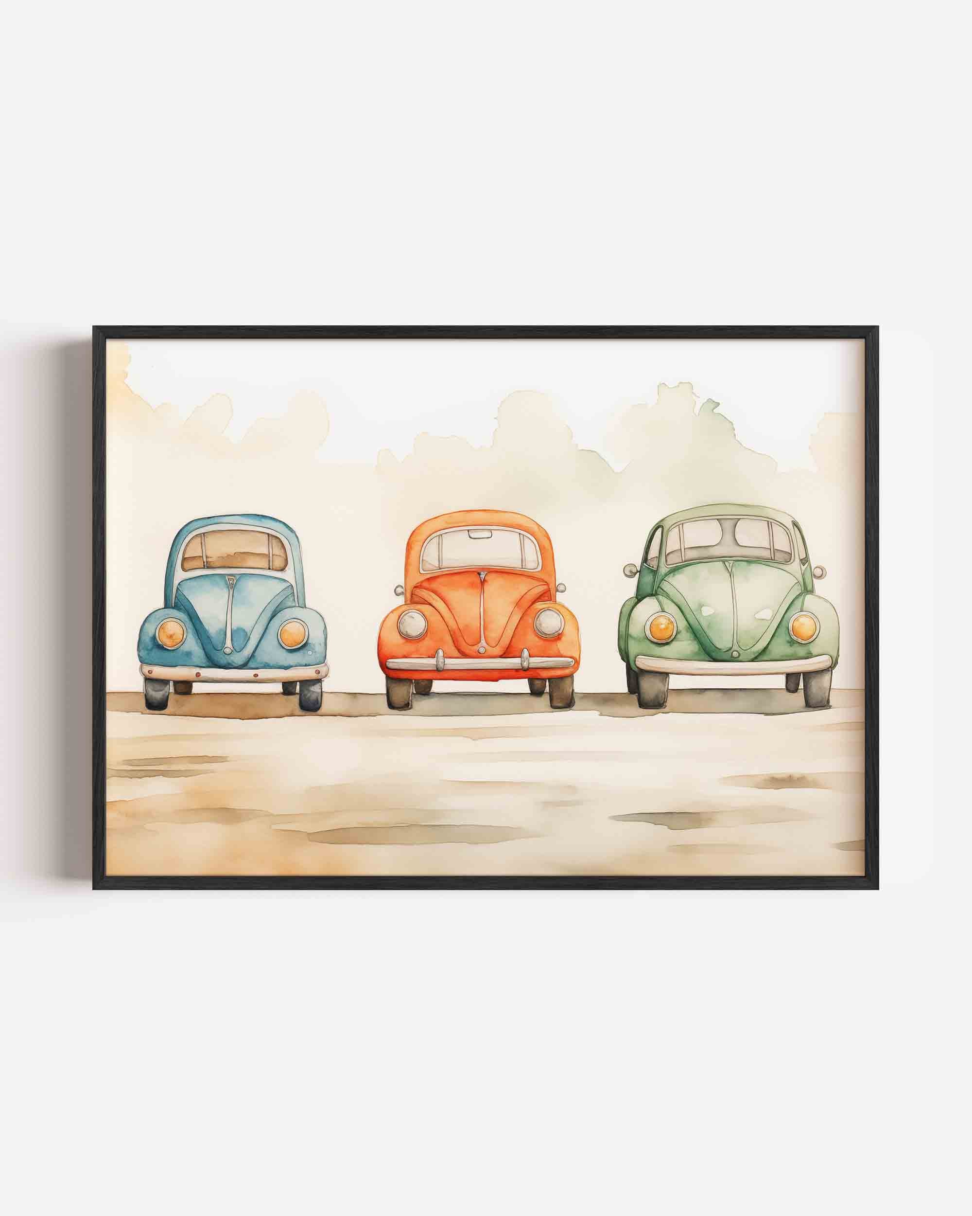 Drie klassieke auto's Poster