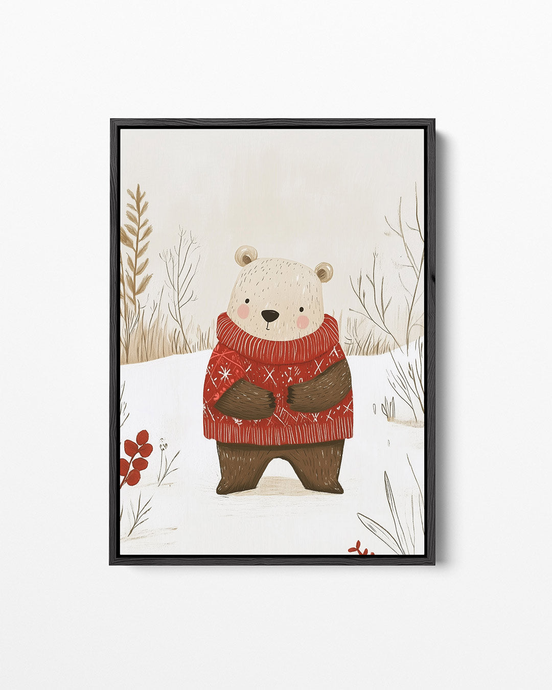 Winterse beer illustratie Kunstwerk