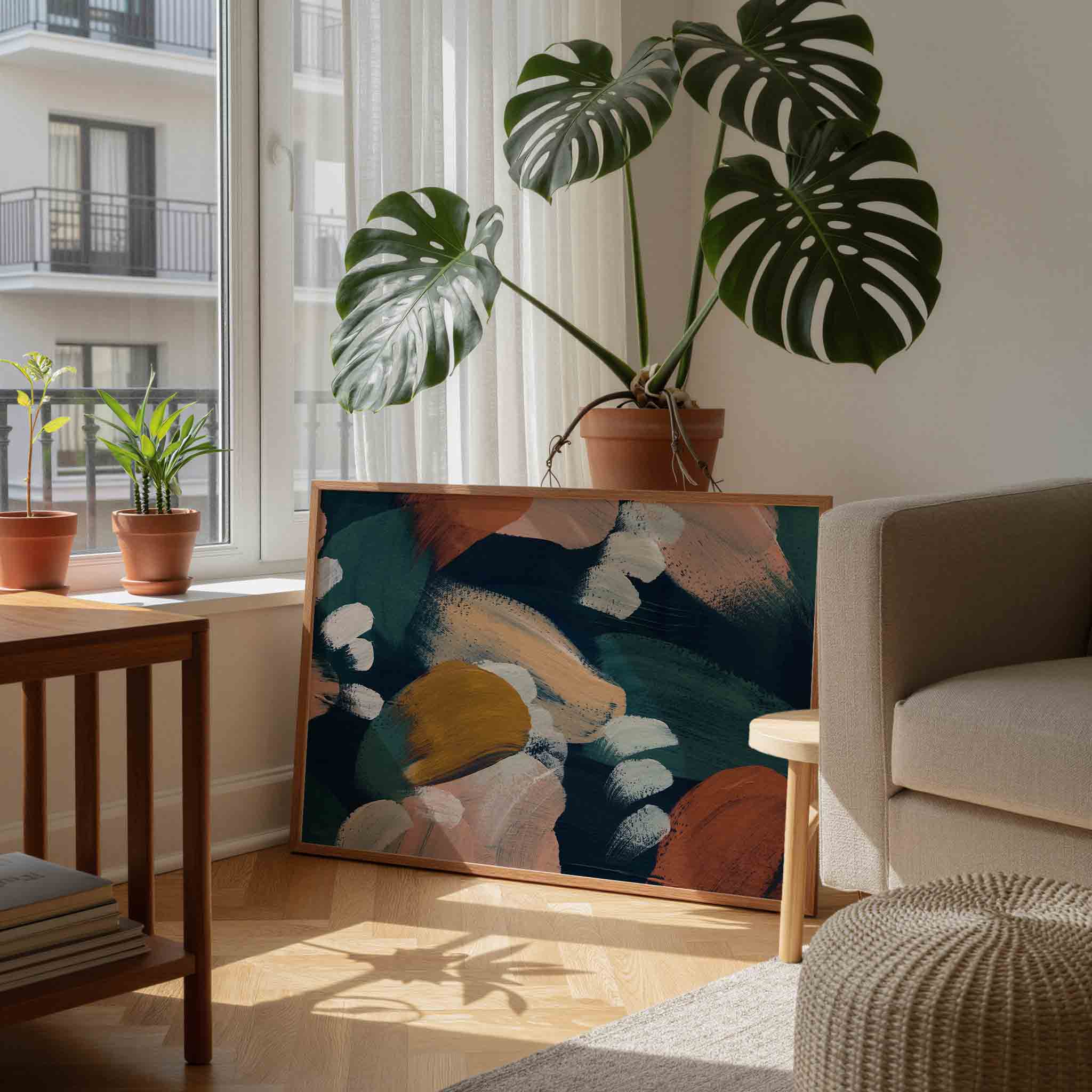 Abstracte penseelstreken Poster