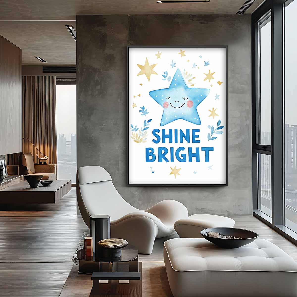 Stralende Ster Kinderkamer Decor Kunstwerk-canvas-dibond-plexiglas-wanddecoratie-WallArtistic