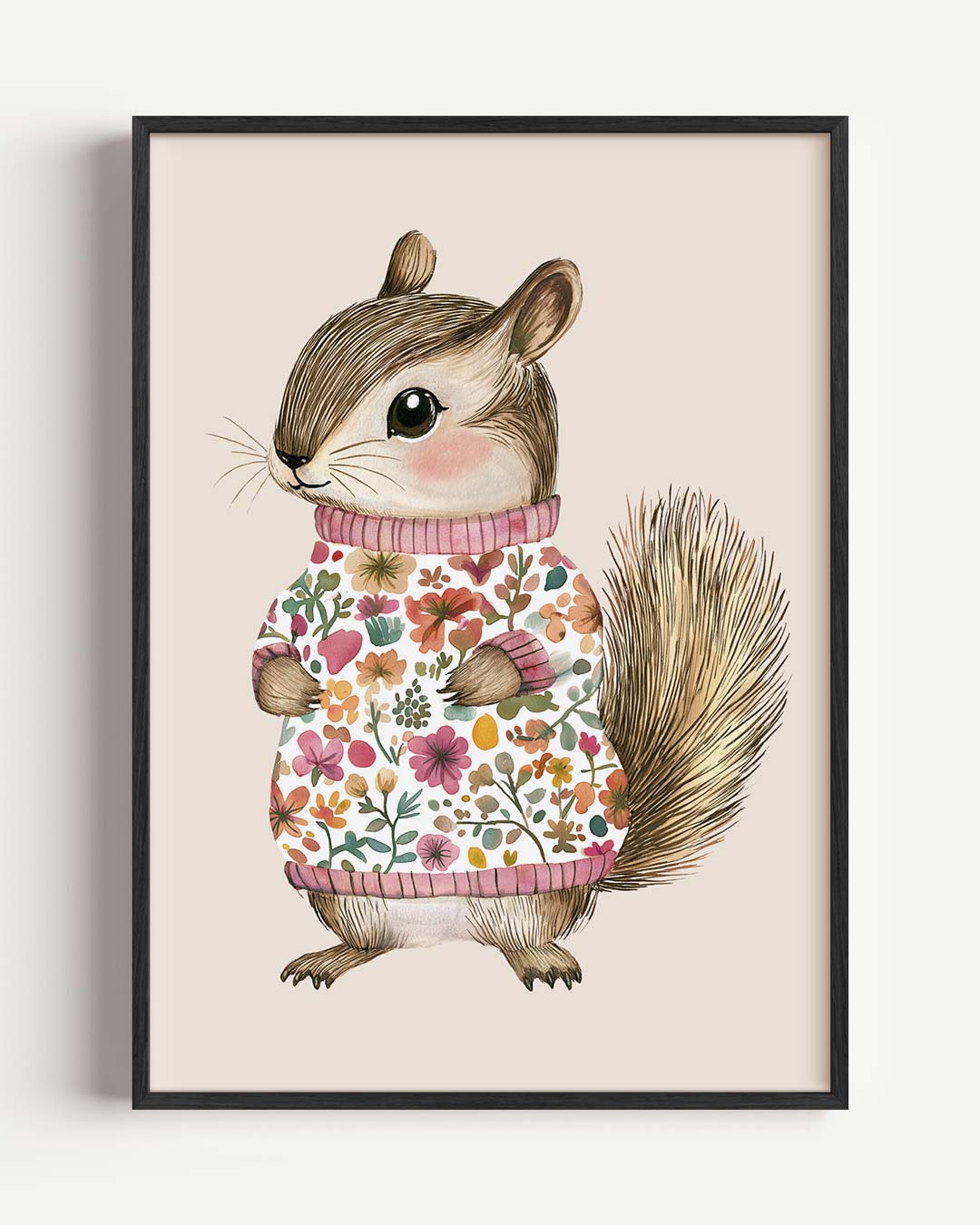 Schattige Chipmunk in Bloementrui Poster-WallArtistic