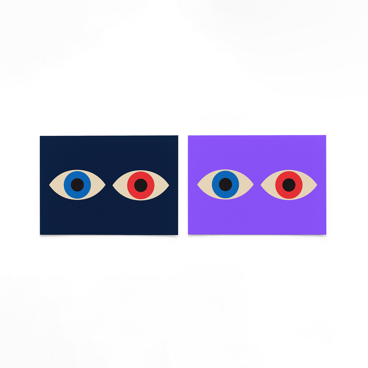 Twee landscape posters met ogen in contrast als vrijstaande productfoto