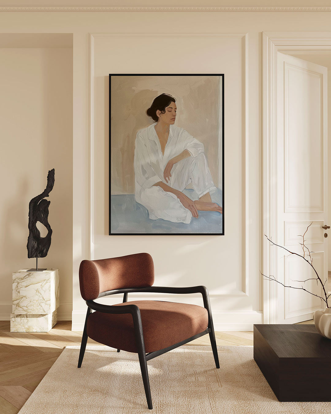 Rustige zittende vrouw Kunstwerk
