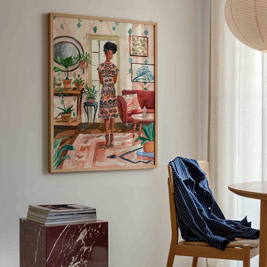 Vrouw in interieur Poster
