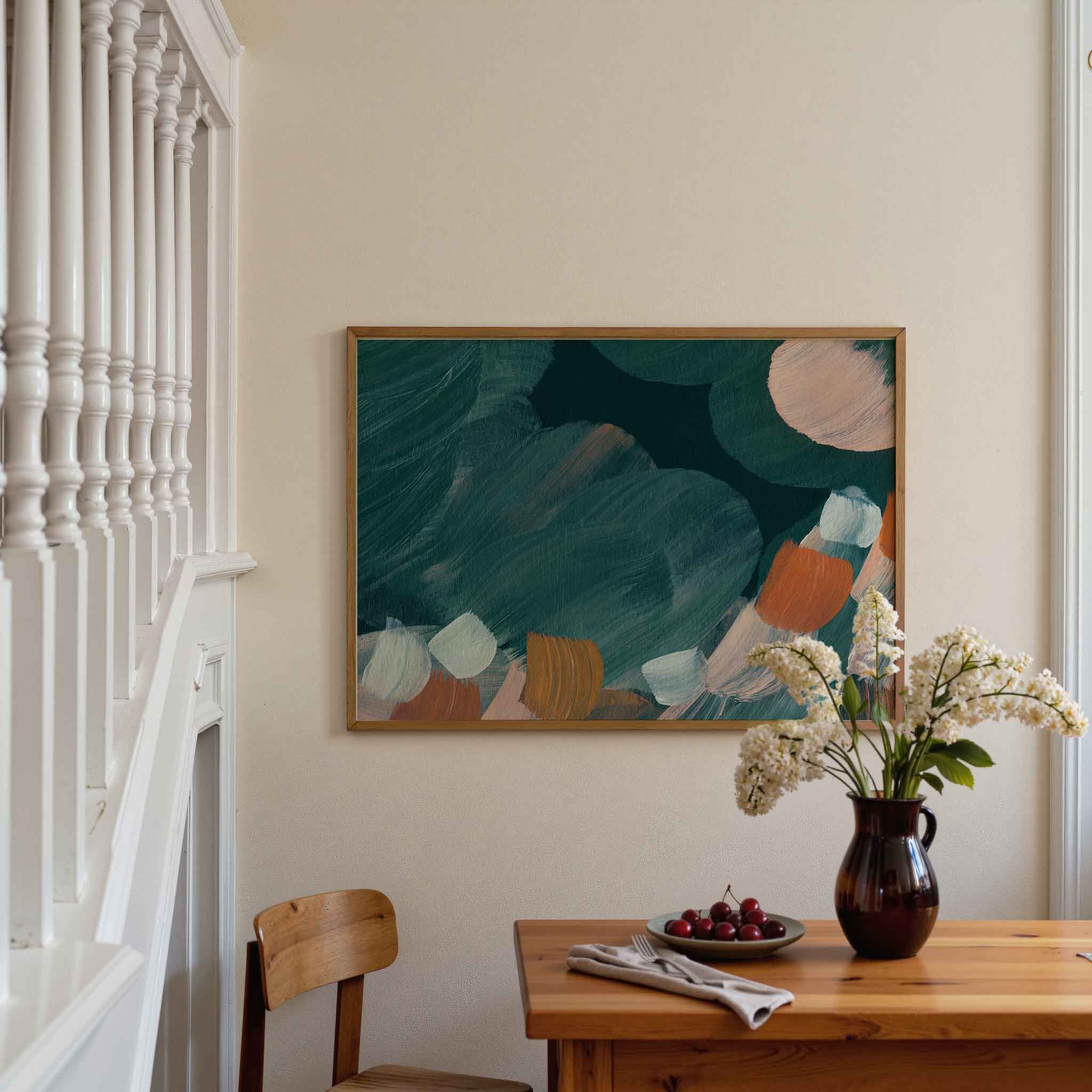 Abstracte penseelstreken Poster