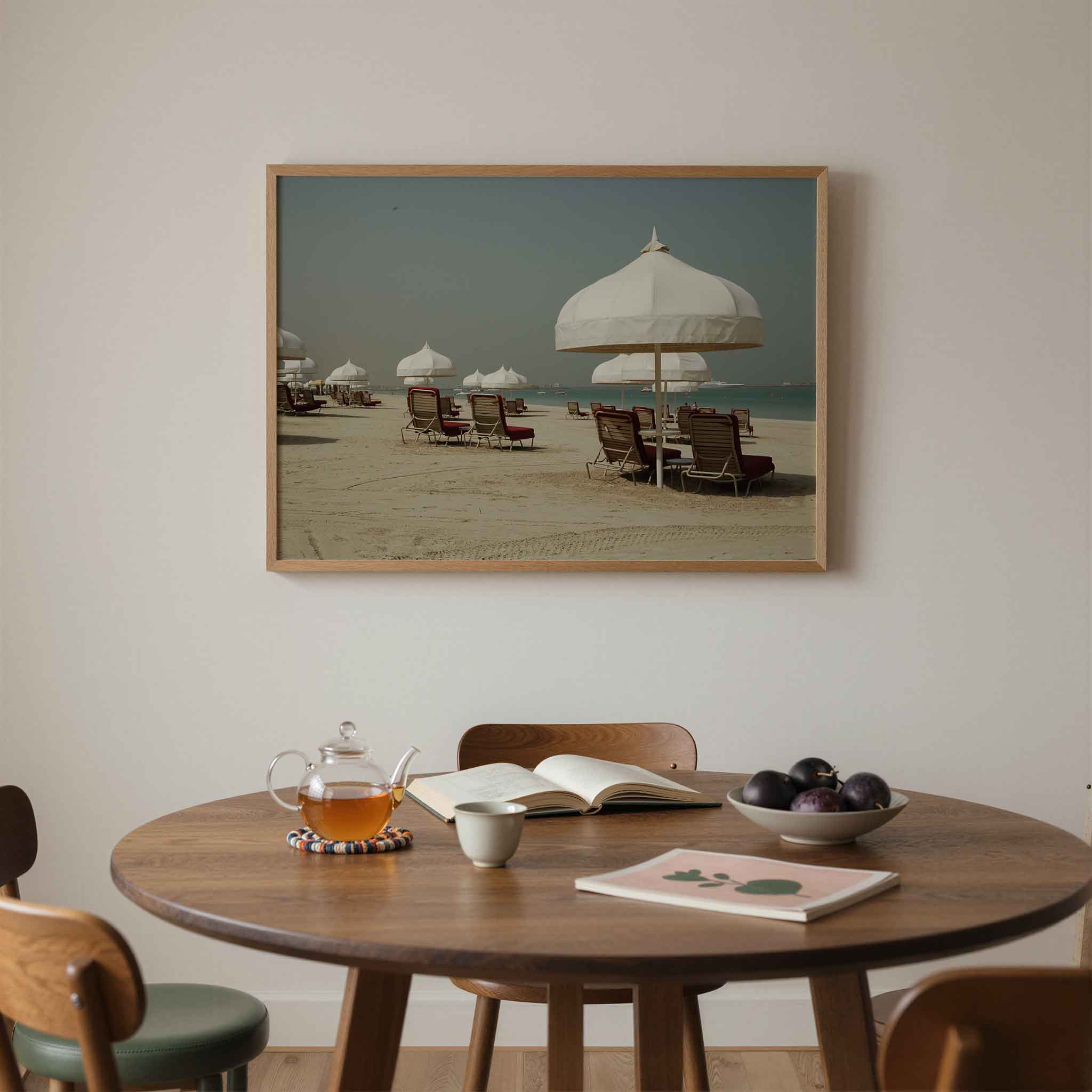 Strandstoelen en parasols Poster