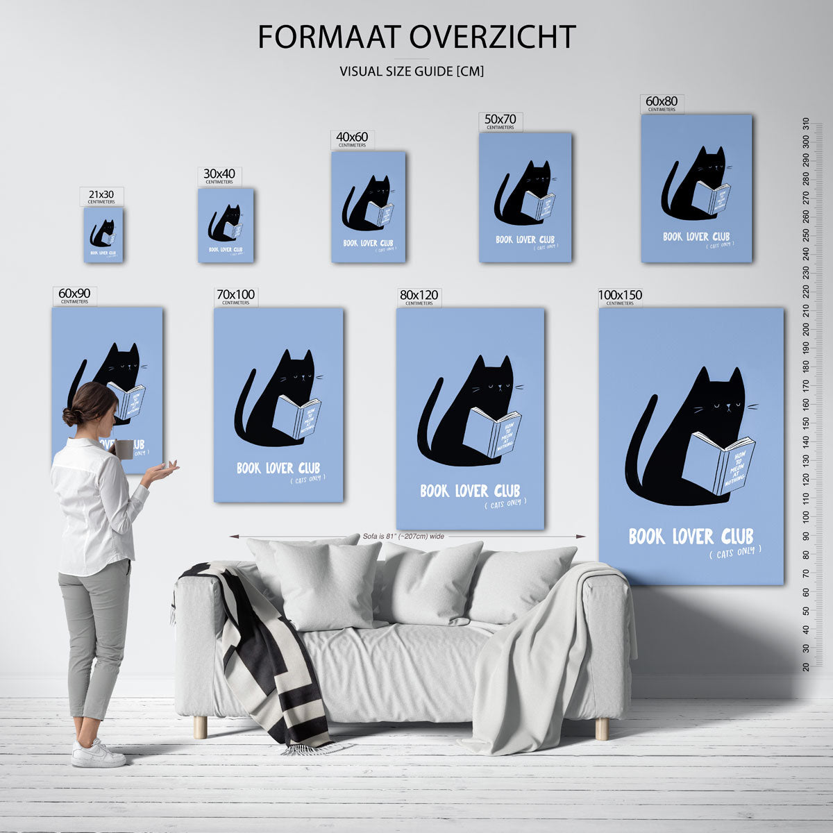 Kat met boek Poster