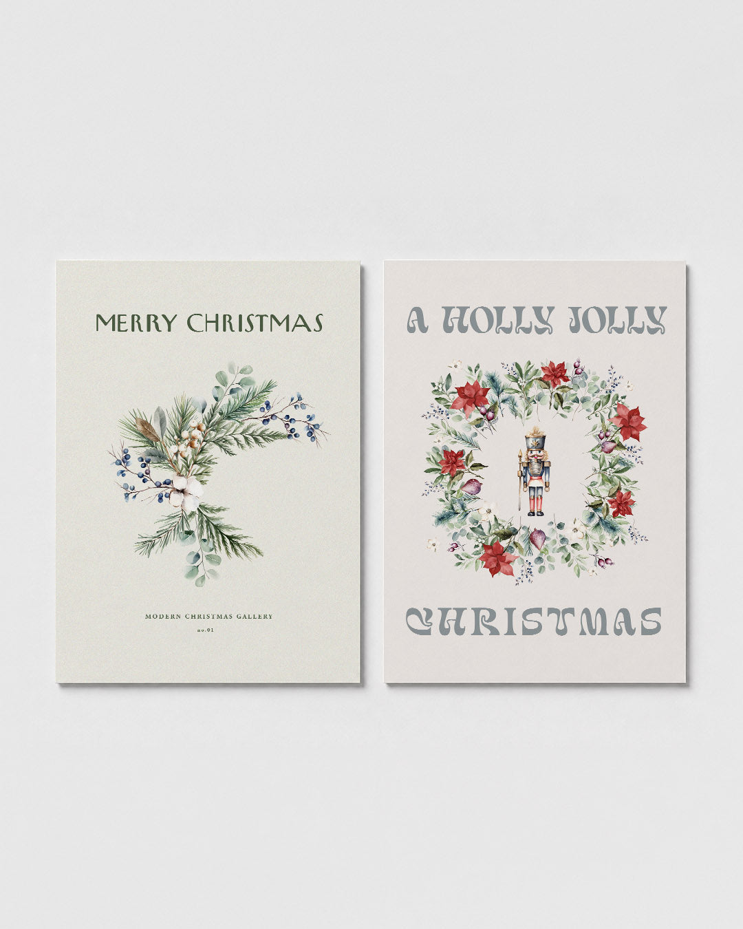 Natuurlijke kerstgroen Posterset