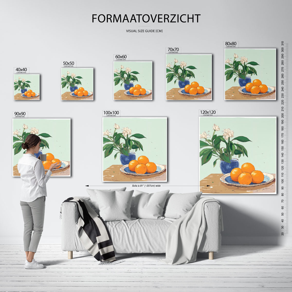 Sinaasappels en bloemen Poster