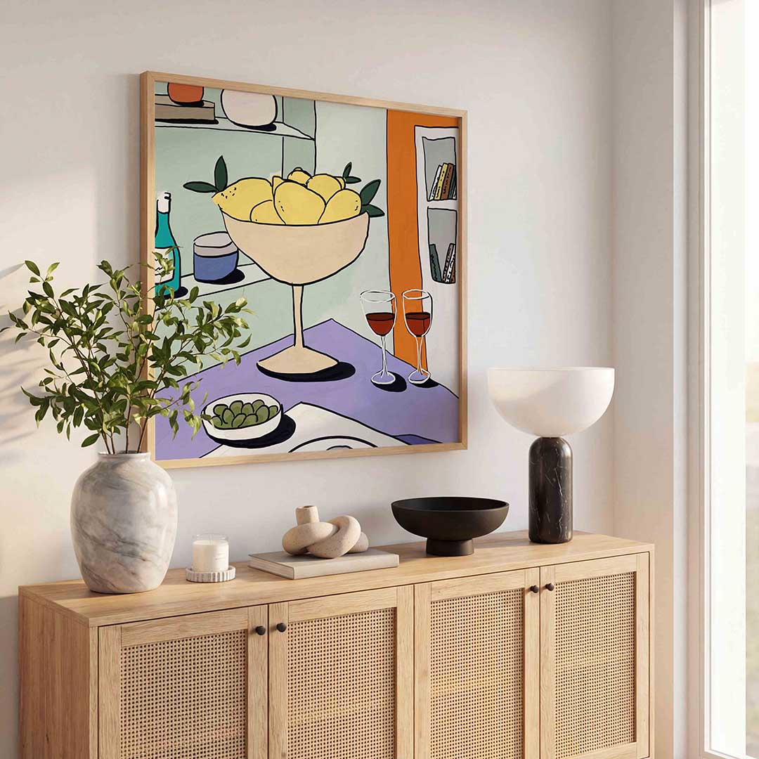 Citroenen en glazen Poster