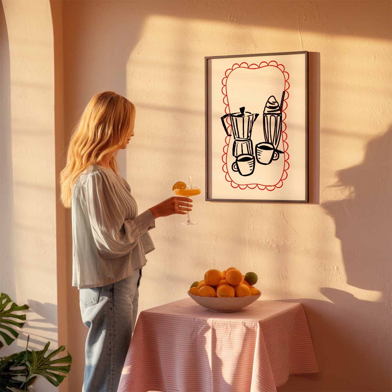 Stijlvolle Koffie Illustratie Poster-WallArtistic