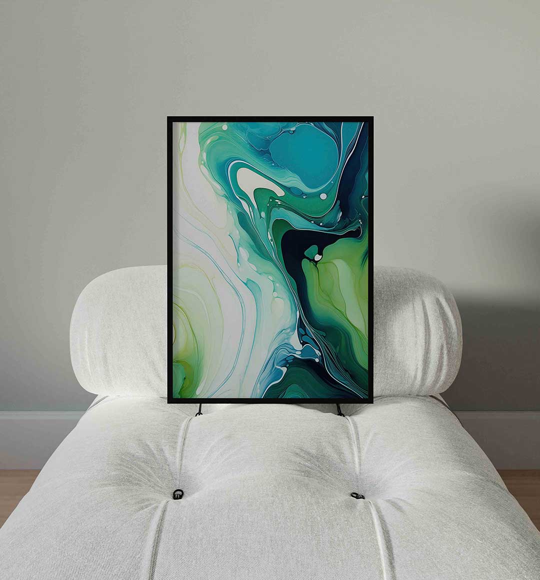 Abstracte groene en blauwe Poster