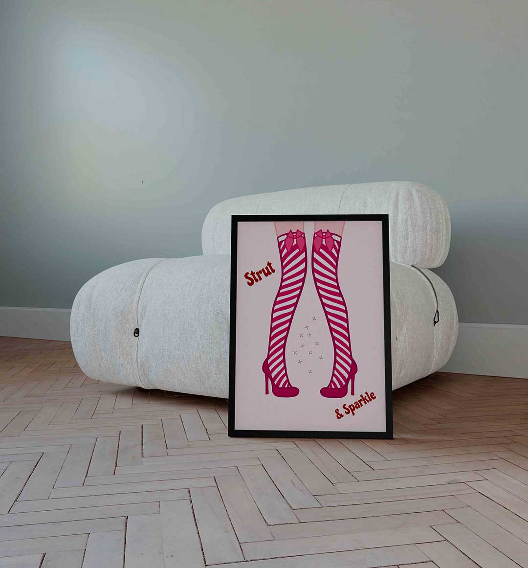 Gestreepte hoge hakken Poster