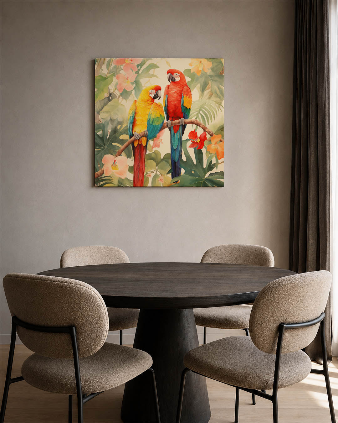 Tropische papegaaien Kunstwerk