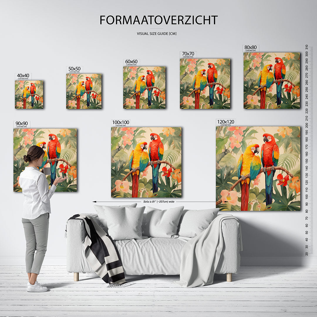 Tropische papegaaien Kunstwerk