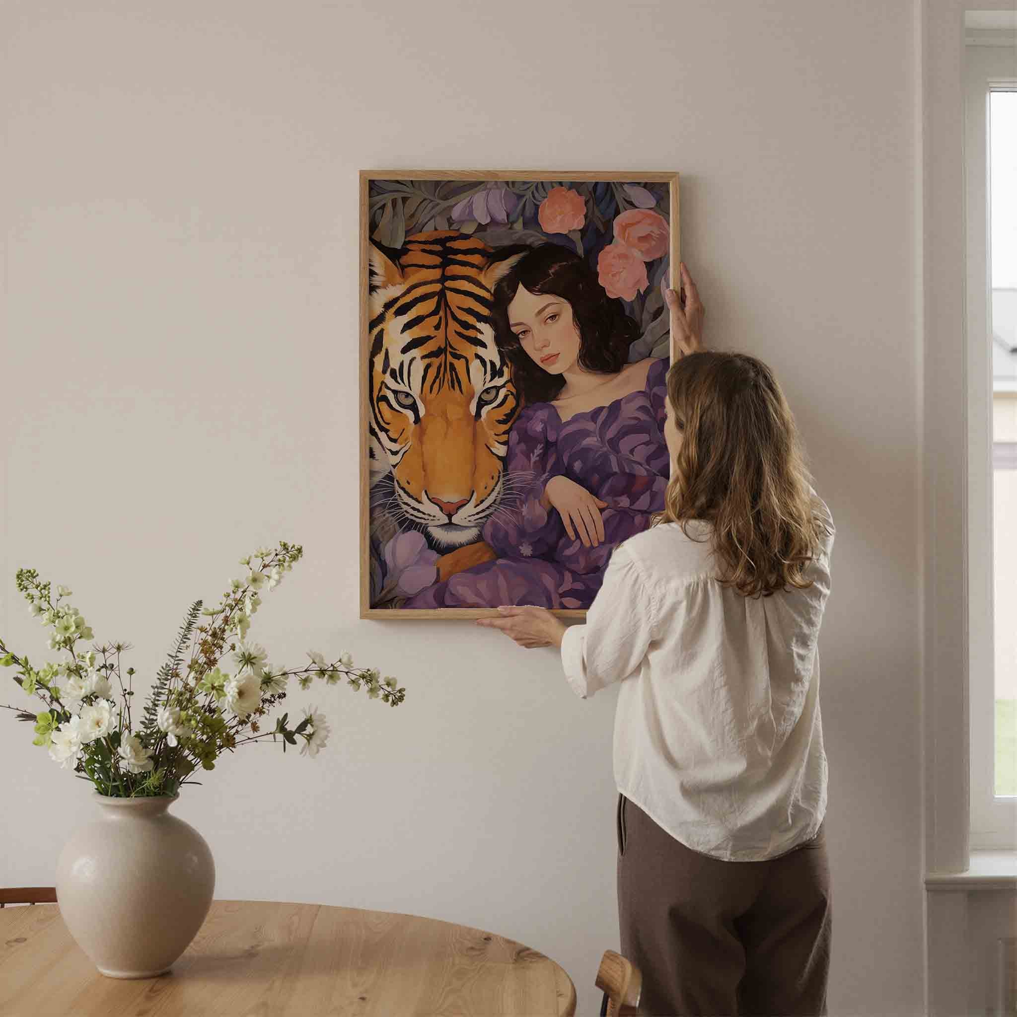 Tijger en vrouw Poster