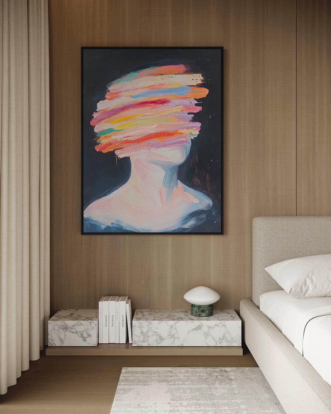 Kleurrijke streken portret Kunstwerk