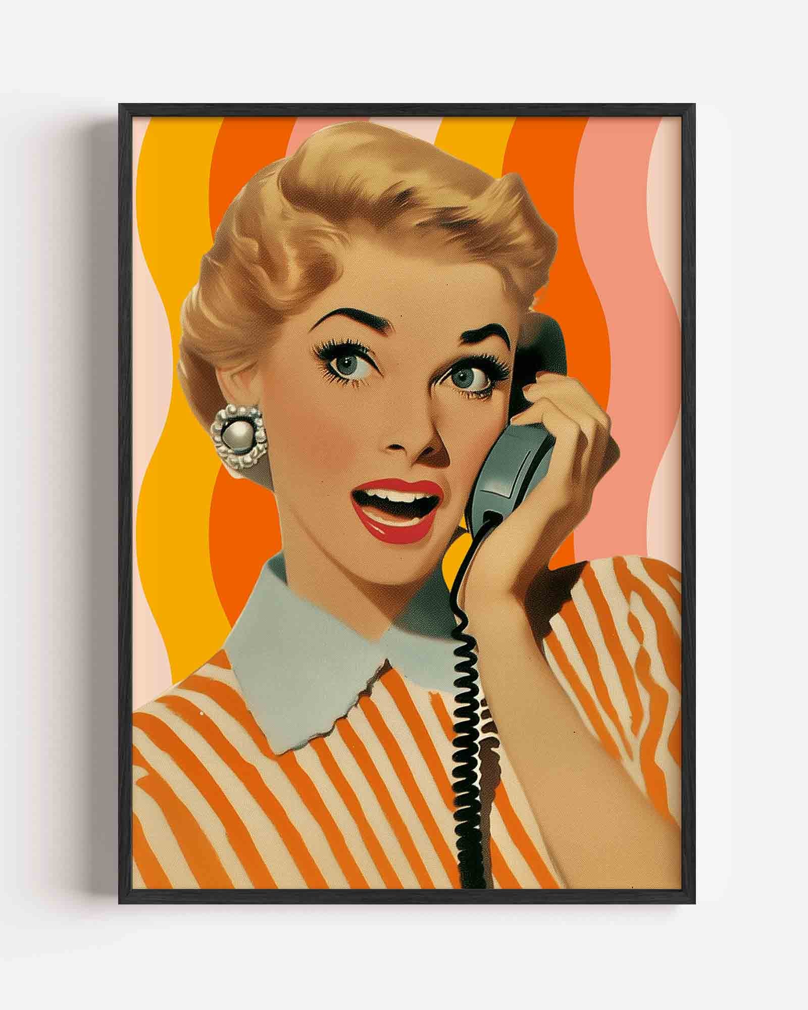 Vrouw met telefoon Poster