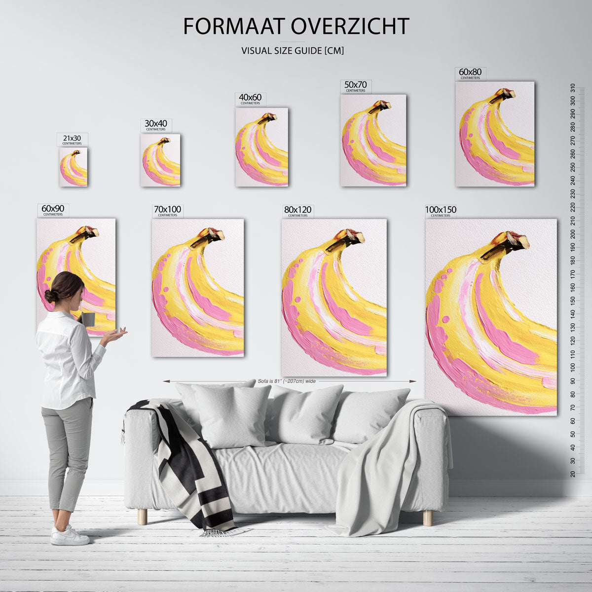 Banaan in roze en geel Poster